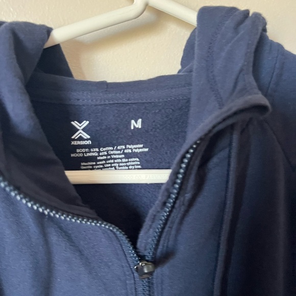 Men's Navy Blue Zip-Up Sweater - Picture 2 of 2